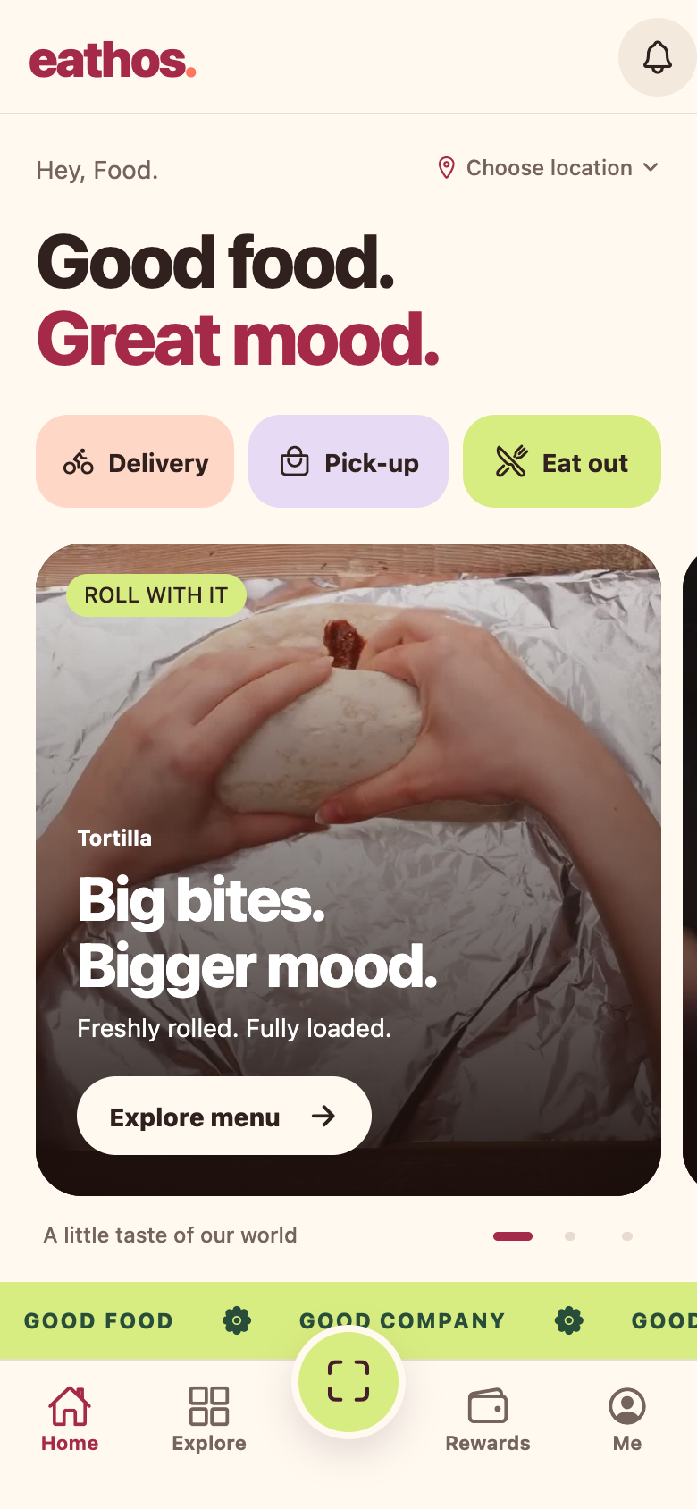 eathos app home screen